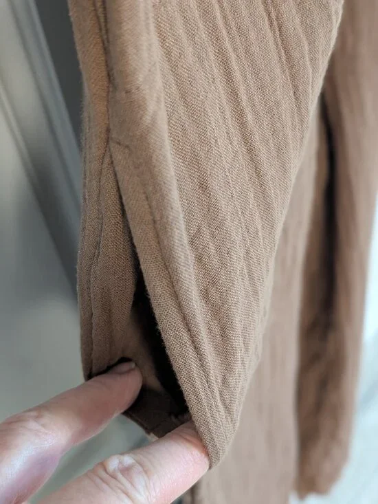 Old Navy Crinkle Gauze Tie Shoulder Jumpsuit Romper Brown Relaxed Wide Leg Boho - Picture 7 of 12